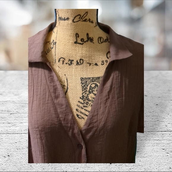 NWT EMERY ROSE short sleeve v-neck button down blouse top shirt SIZE 2X - Picture 9 of 16